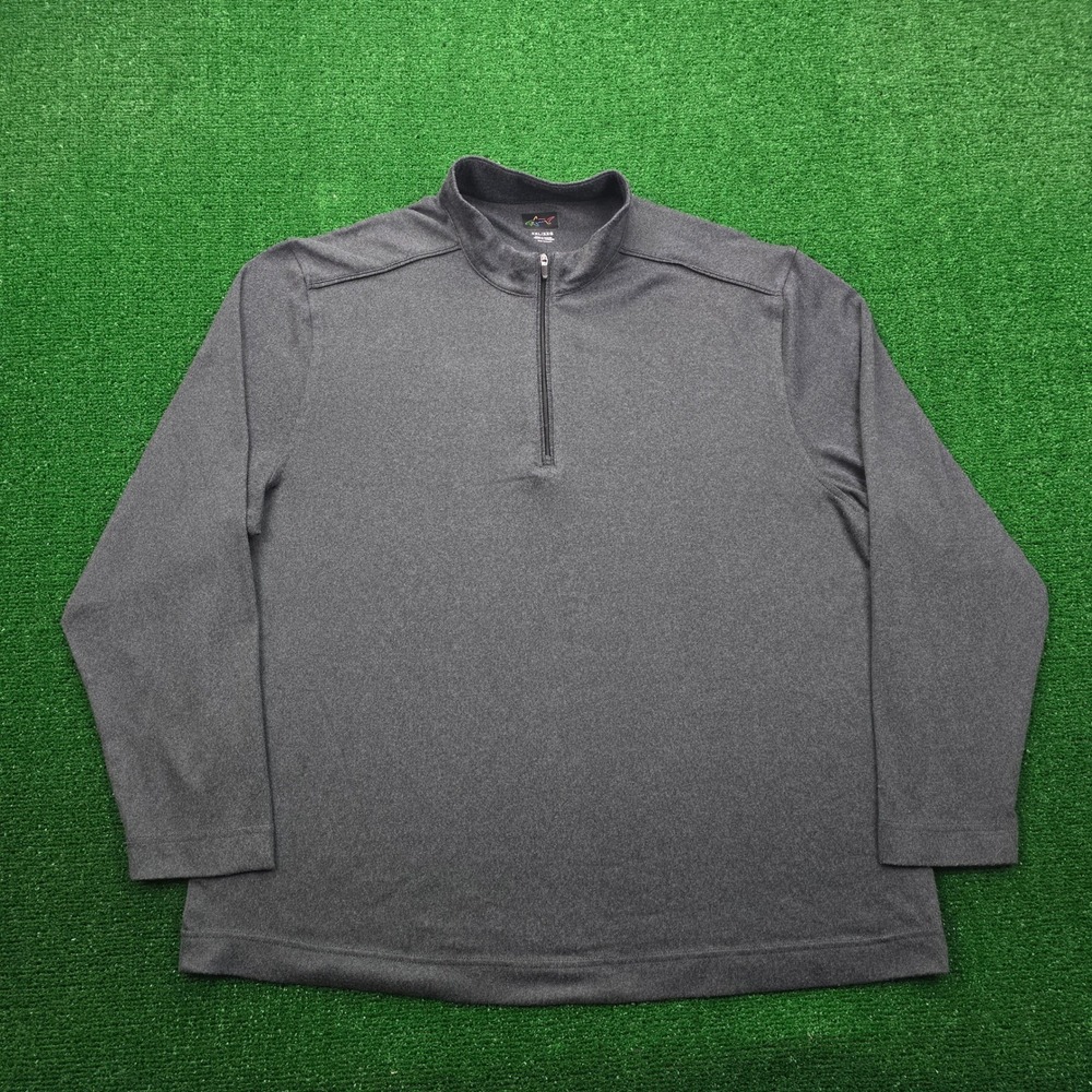 Greg Norman Sweatshirt Mens 2XL Gray Quarter Zip Pullover Golf‎ Preppy Casual